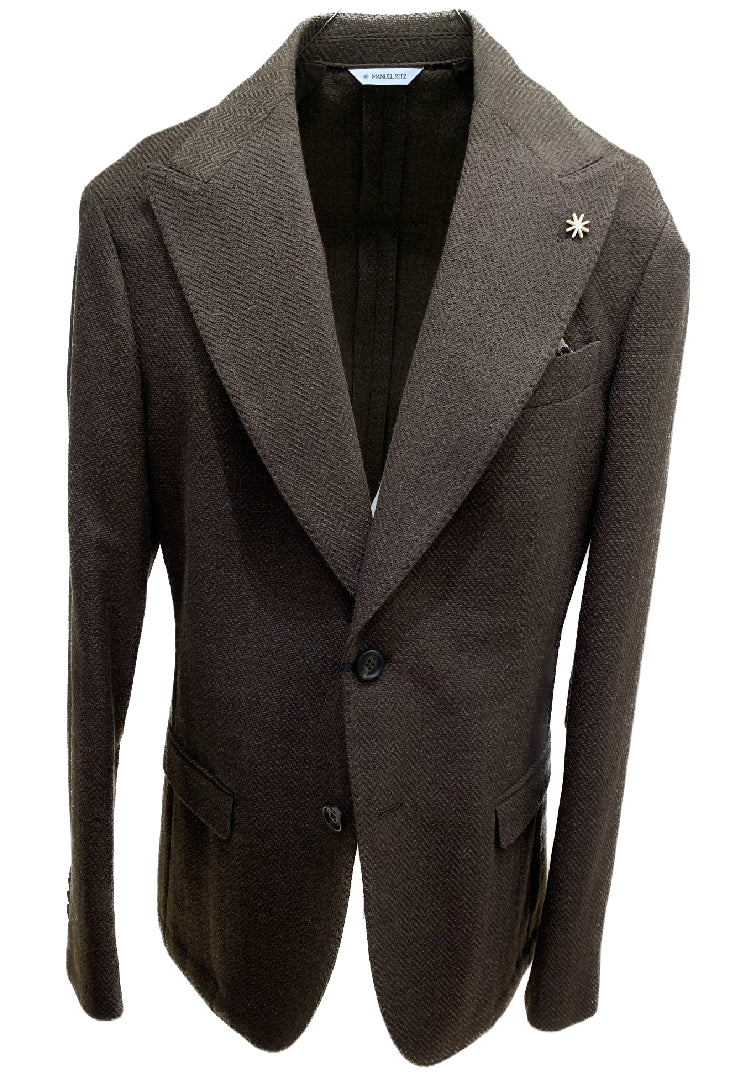 MANUEL RITZ BLAZER MONOPETTO SPIGATO MARRONE