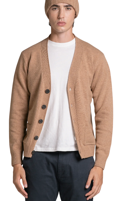 IMPURE CHAD CARDIGAN IN LAMBSWOOL BEIGE ALMOND