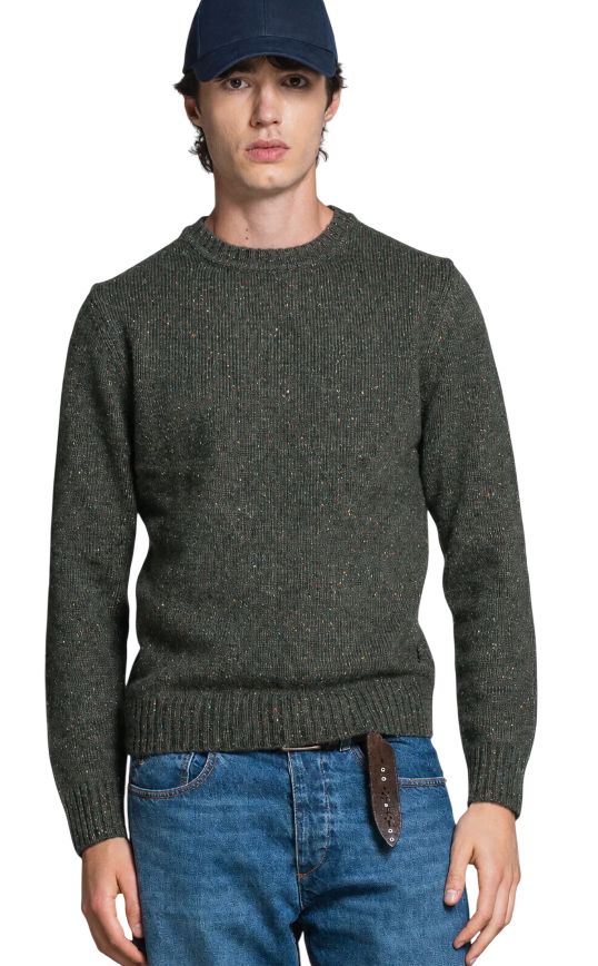 IMPURE MAGLIA GEORGE ROUND NECK IN BLEND WOOL DARK GREEN