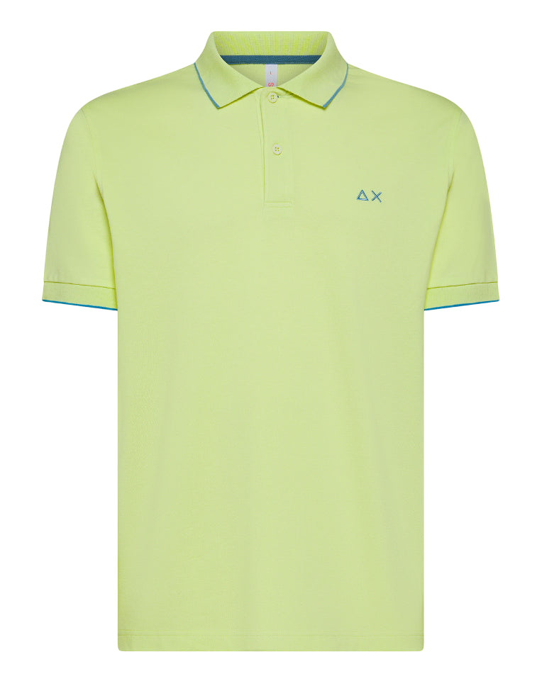 SUN68 UOMO POLO SMALL STRIPES ON COLLAR GIALLO LIMONE
