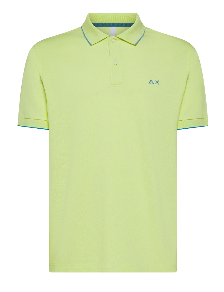 SUN68 UOMO POLO SMALL STRIPES ON COLLAR GIALLO LIMONE