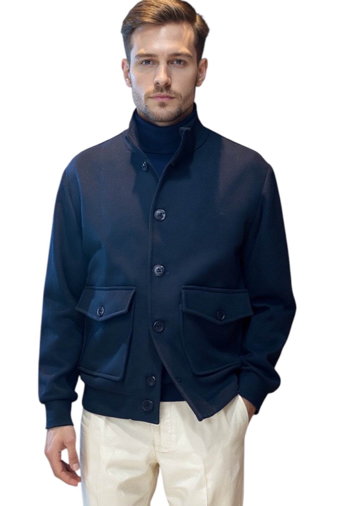 MARK MIDOR BOMBER IN LANA 100% COLORE BLU