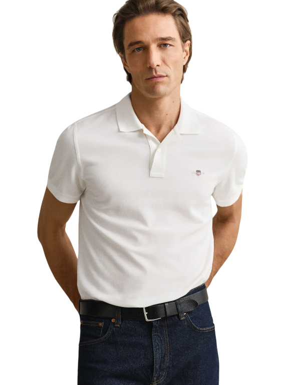 GANT POLO SHIELD PIQUE REGULAR FIT WHITE