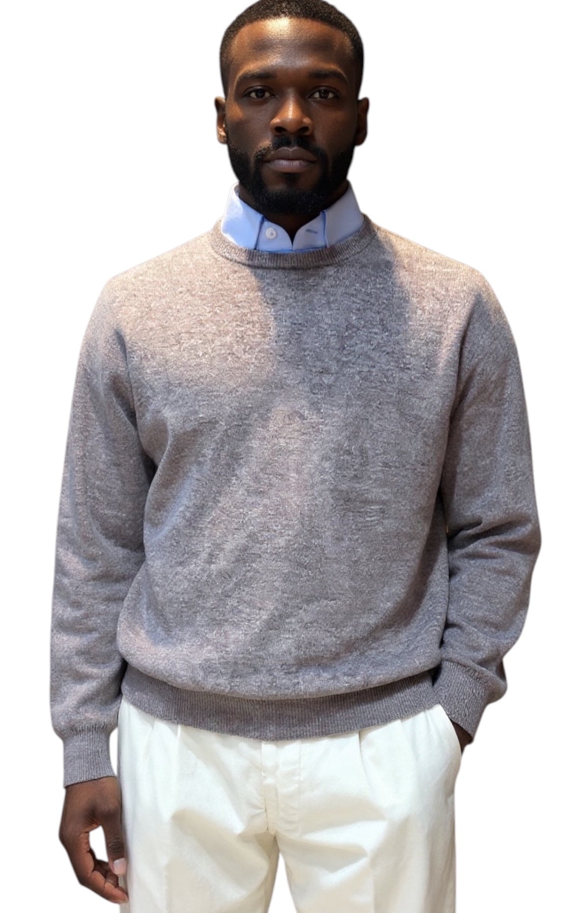 MARK MIDOR MAGLIA GIROCOLLO IN LANA MERINO E CASHMERE COLORE CORDA