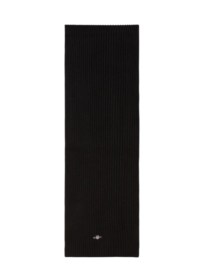 GANT SCIARPA UOMO COTTON BLEND LOGO NERO