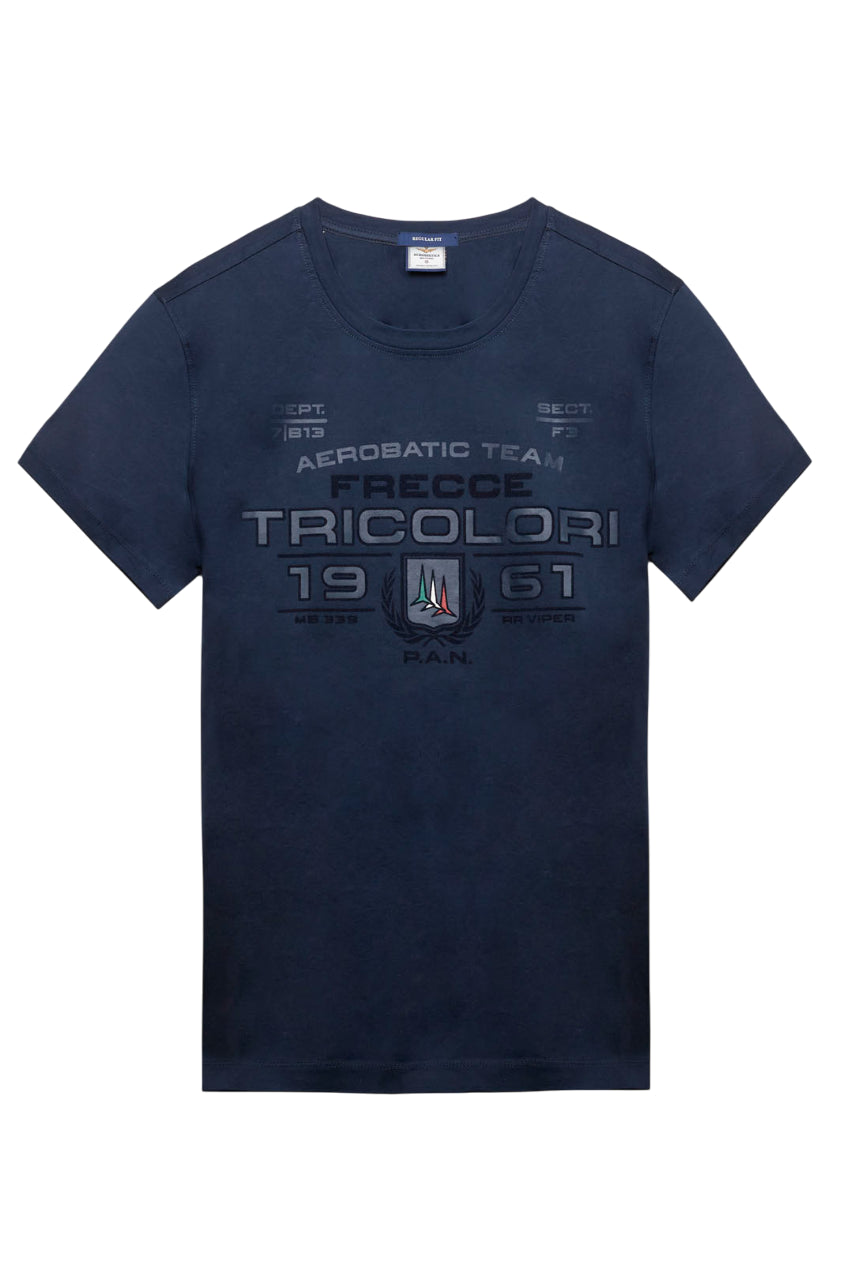 AERONAUTICA MILITARE T-SHIRT STAMPATA FRECCE TRICOLORI BLU NAVY