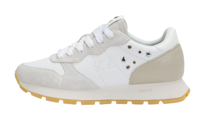 SUN68 SNEAKERS ALLY STUDS IN SUEDE E NYLON BIANCO