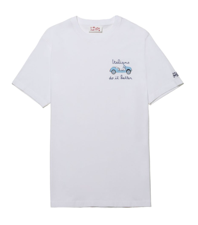 MC2 SAINT BARTH T-SHIRT PORTOFINO RICAMO ITALIANS DO IT BETTER BIANCO