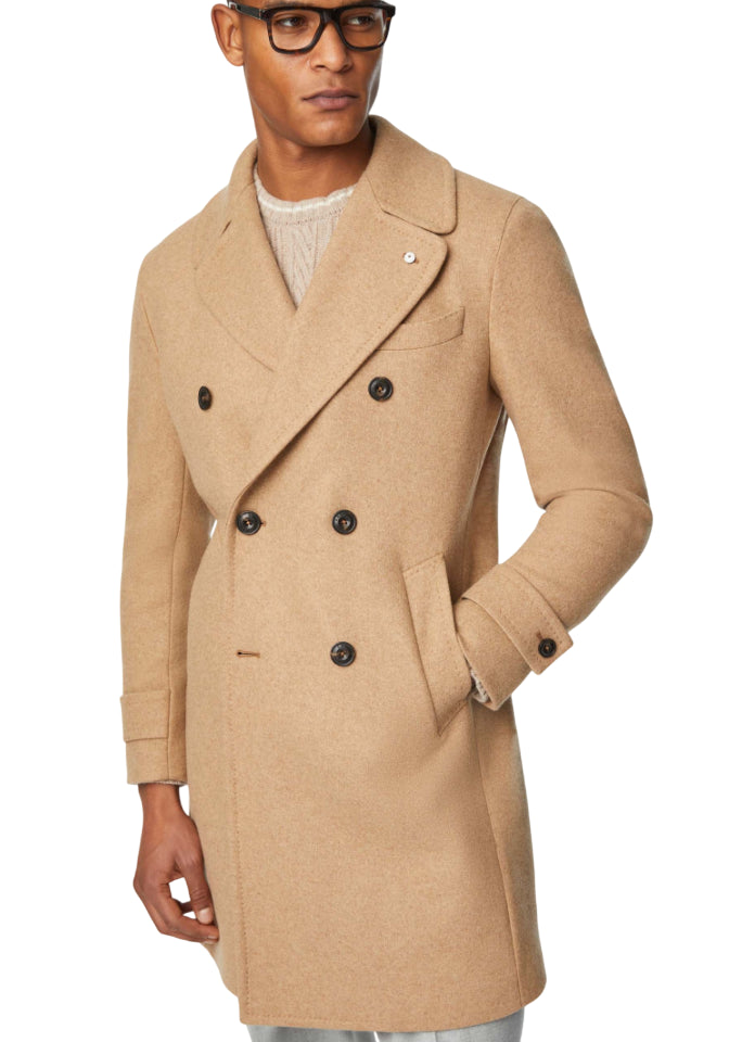 LBM 1911 SPORT CAPPOTTO DOPPIOPETTO IN LANA CAMMELLO
