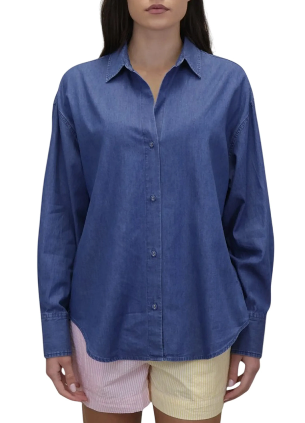 MC2 SAINT BARTH CAMICIA CRISTAL IN COTONE DENIM BLU