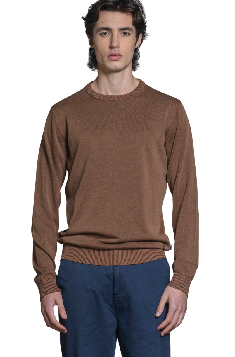 IMPURE MAGLIA LORIS SWEATER ROUND NECK IN COTTON COLORE CHOCOLATE