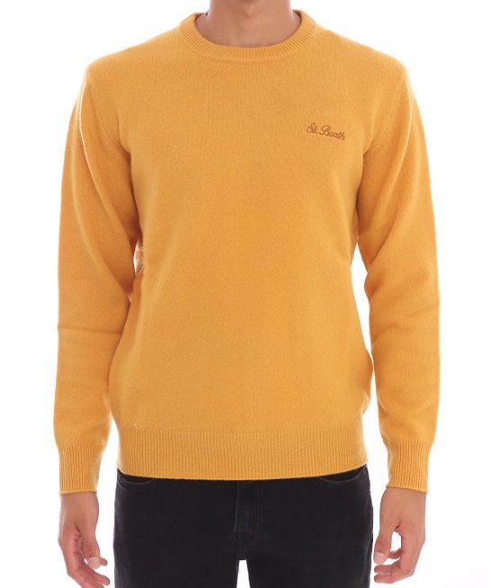 MC2 SAINT BARTH  MAGLIA UOMO GIROCOLLO CON RICAMO GIALLO