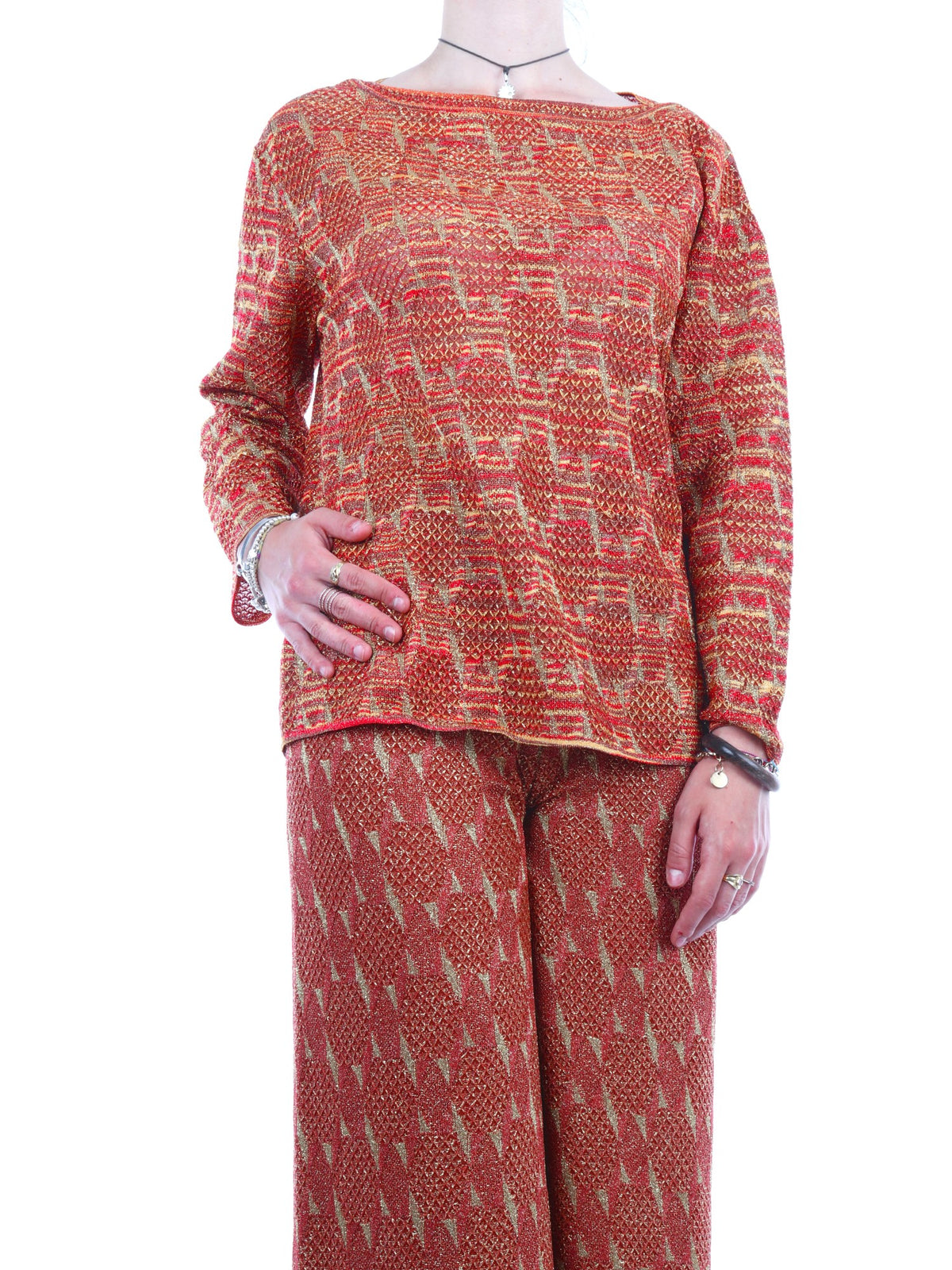 MISSONI BLUSA IN MISTO COTONE FANTASIA MULTICOLOR RUGGINE