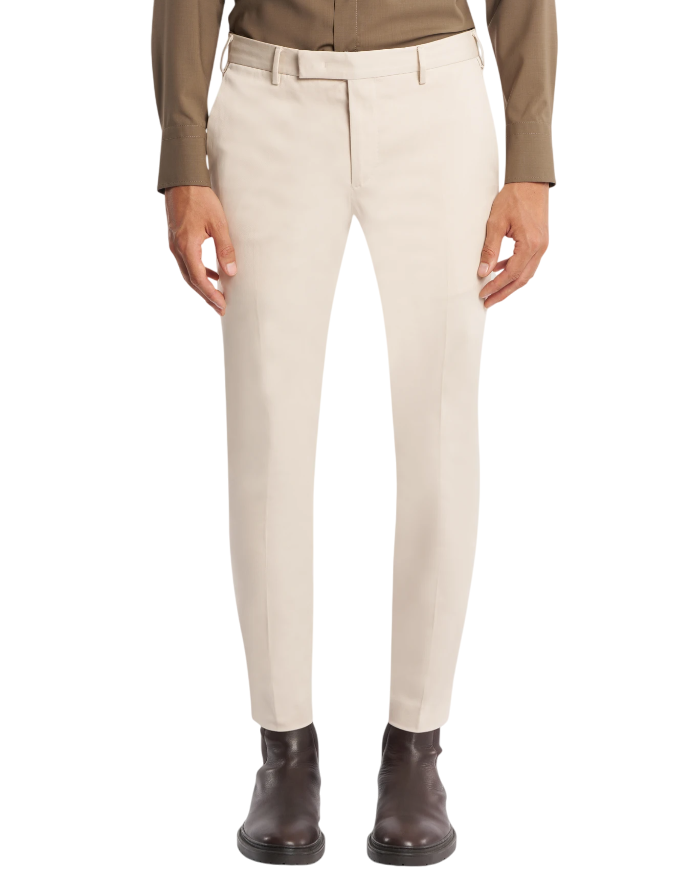 PT01 PANTALONI DIECI IN GABARDINA STRETCH COLORE GHIACCIO