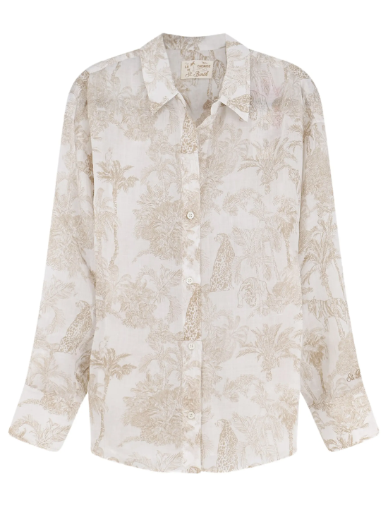 MC2 SAINT BARTH CAMICIA CRISTAL MOTIVO ANIMALIER BIANCO BEIGE 0119