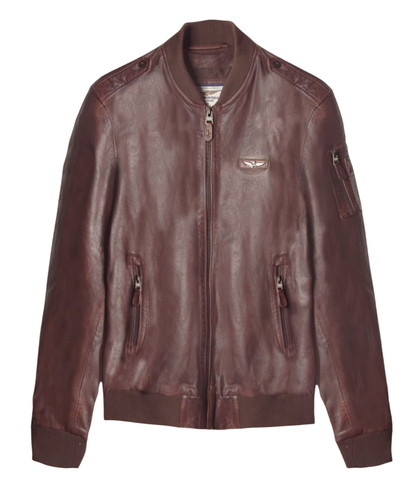 AERONAUTICA MILITARE BOMBER IN PELLE EFFETTO VINTAGE TESTA DI MORO