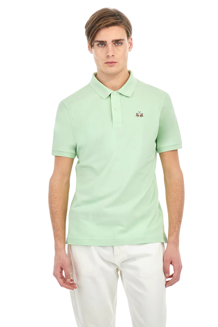 LA MARTINA POLO EDUARDO IN COTONE PIQUET STRETCH SLIM FIT PASTEL GREEN