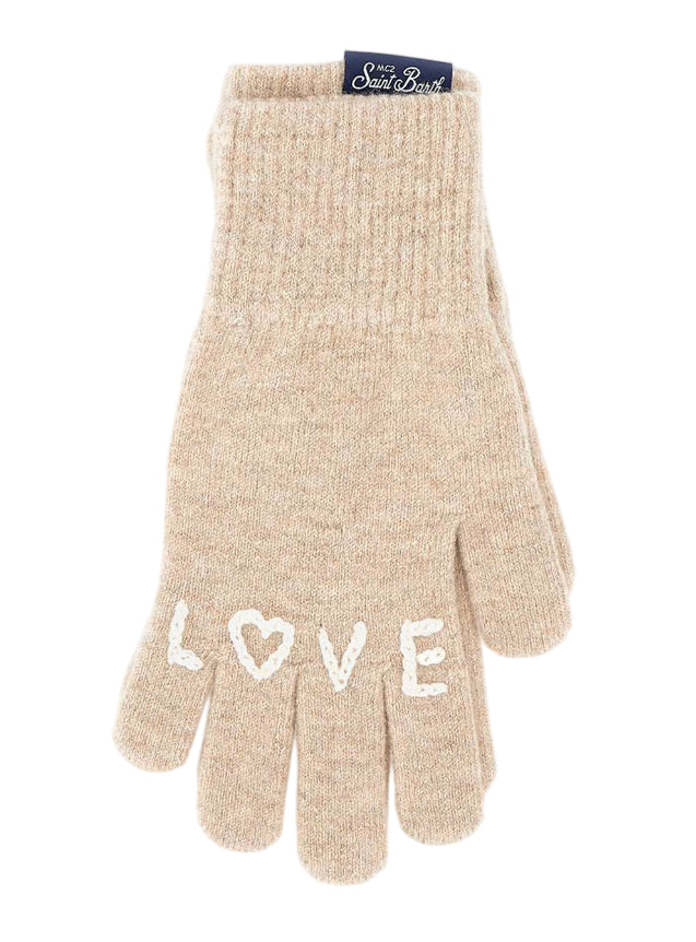 MC2 SAINT BARTH GUANTI DA DONNA LOVE YOU BEIGE