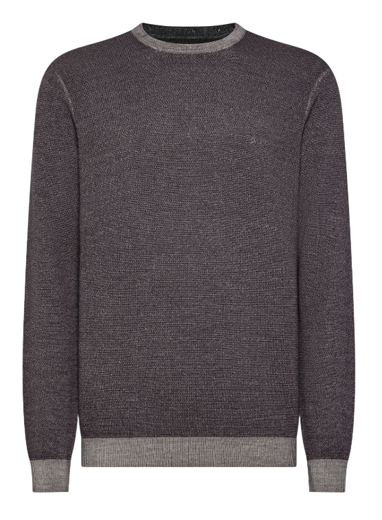 SUN68 MAGLIA UOMO GIROCOLLO IN LANA EFFETTO VINTAGE GRIGIO SCURO