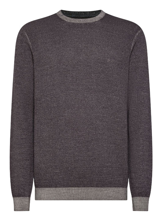 SUN68 MAGLIA UOMO GIROCOLLO IN LANA EFFETTO VINTAGE GRIGIO SCURO