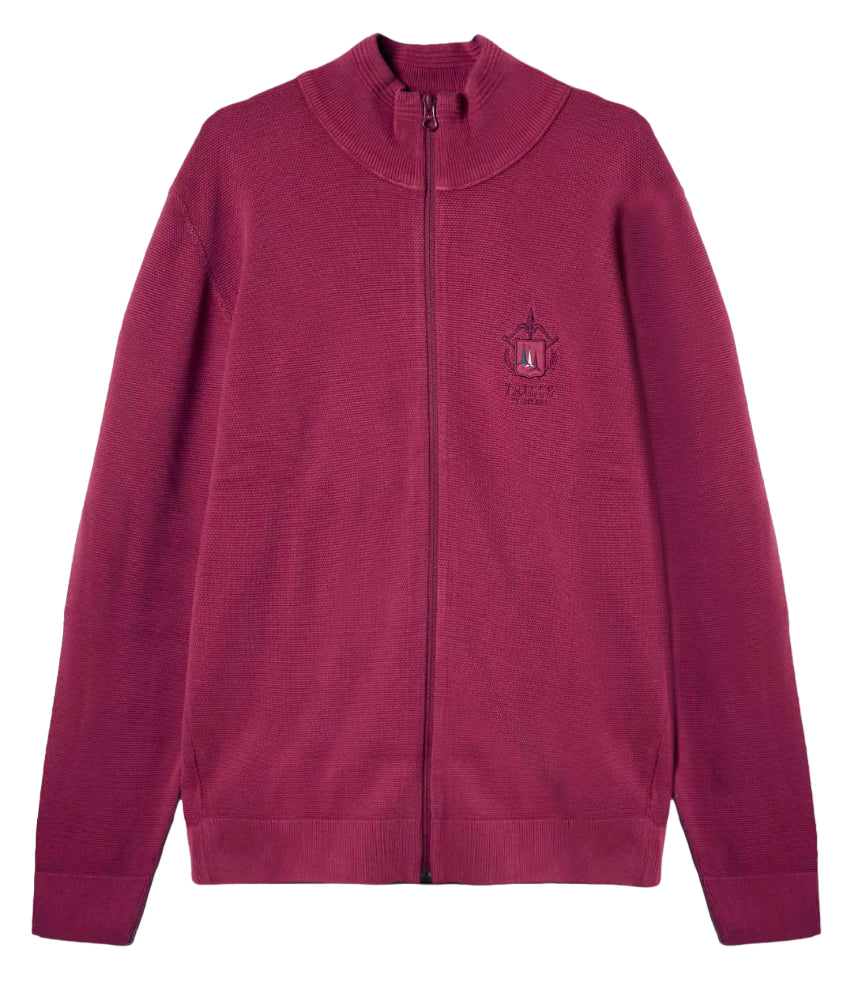 AERONAUTICA MILITARE MAGLIA FULL ZIP IN COTONE PUNTO RISO BURGUNDY