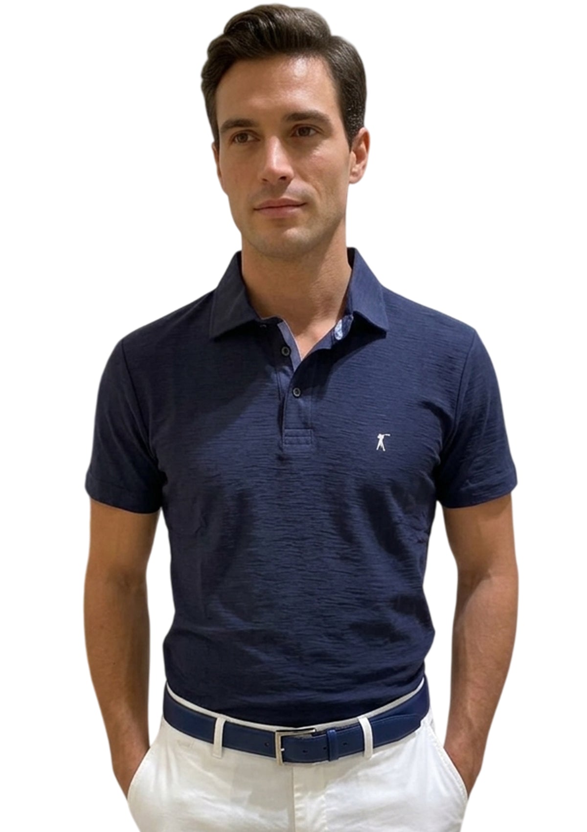 MARK MIDOR POLO IN COTONE FIAMMATO COLORE BLU