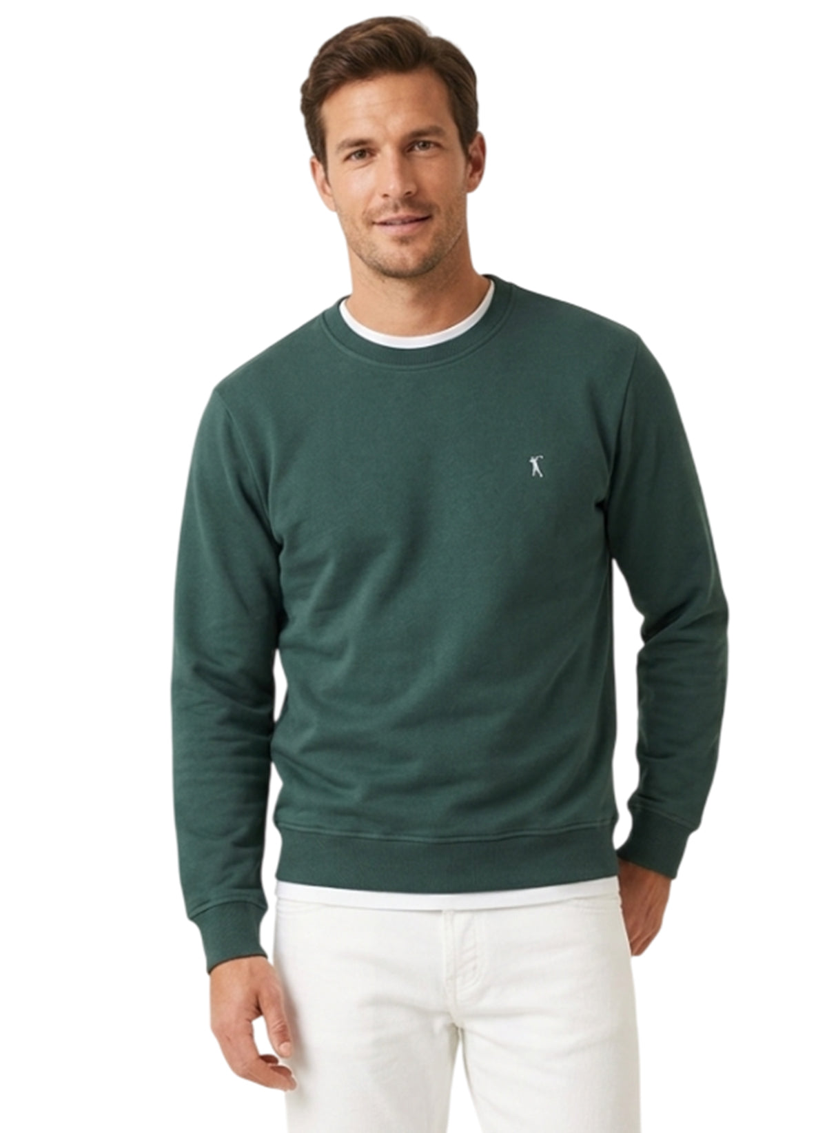 MARK MIDOR FELPA GIROCOLLO 100% COTONE VERDE MILITARE