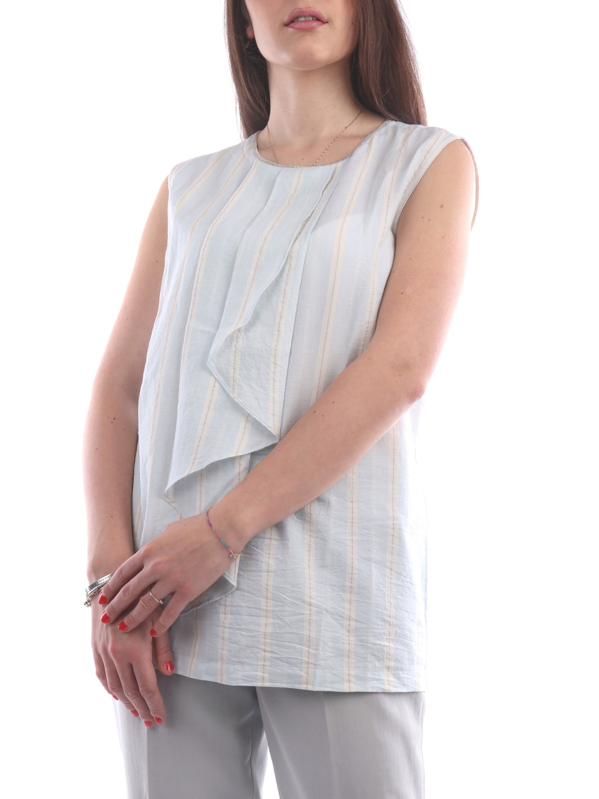 FABIANA FILIPPI CAMICIA SENZA MANICHE IN COTONE COLORE CELESTE