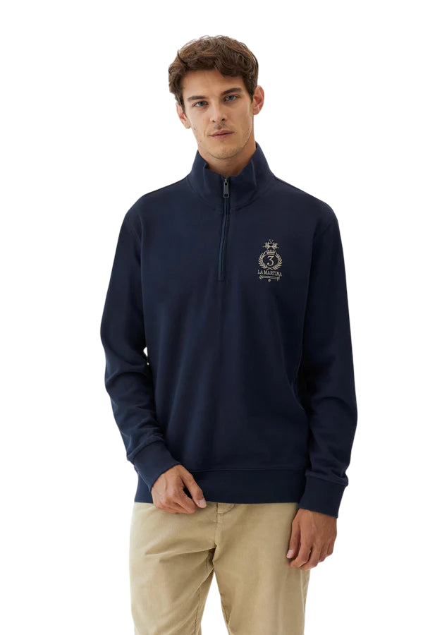 LA MARTINA FELPA UOMO COLLO ALTO POLO CLUB BUNTER BLU