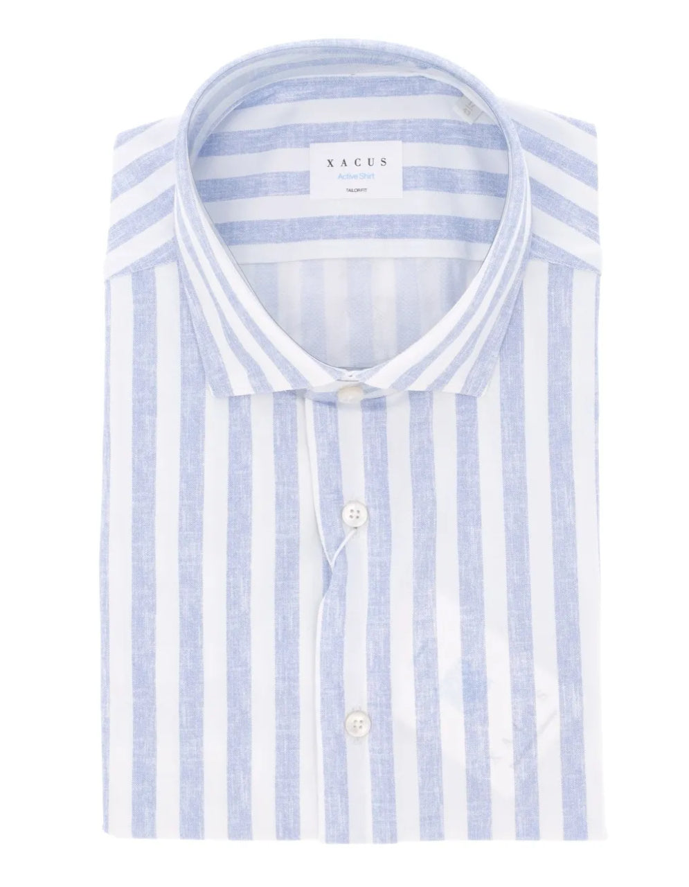 XACUS CAMICIA UOMO ACTIVE SHIRT A RIGHE BIANCHE E AZZURRE