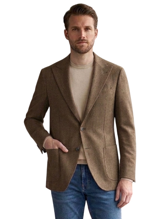 MARK MIDOR GIACCA IN COTONE E LINO COLORE MORO