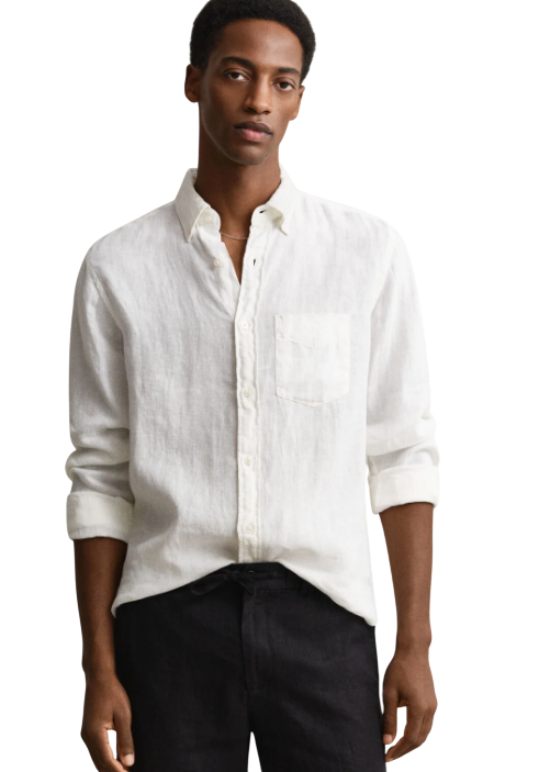 GANT CAMICIA IN LINO REGULAR COLORE WHITE