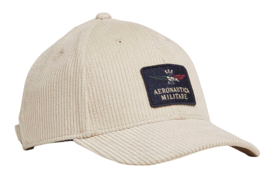AERONAUTICA MILITARE CAPPELLINO DI VELLUTO A COSTE CREAM WHITE