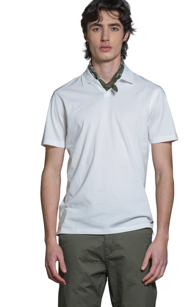 IMPURE POLO JAMIE SKIPPER MERCERIZED JERSEY BIANCO