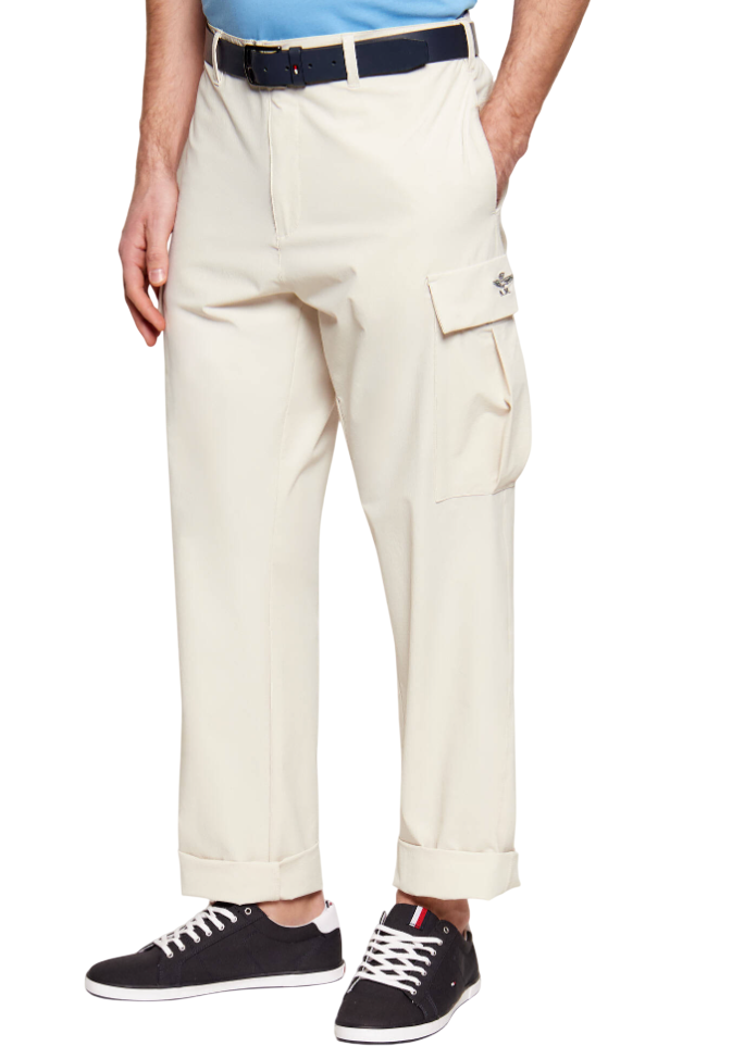 AERONAUTICA MILITARE PANTALONI CARGO COMFORT FIT BIANCO
