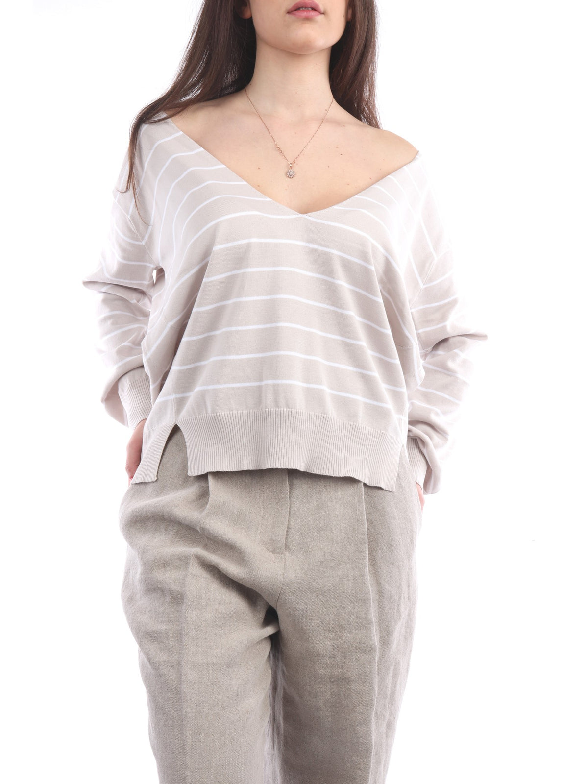 FABIANA FILIPPI MAGLIA IN COTONE ORGANICO COLORE BEIGE CHIARO