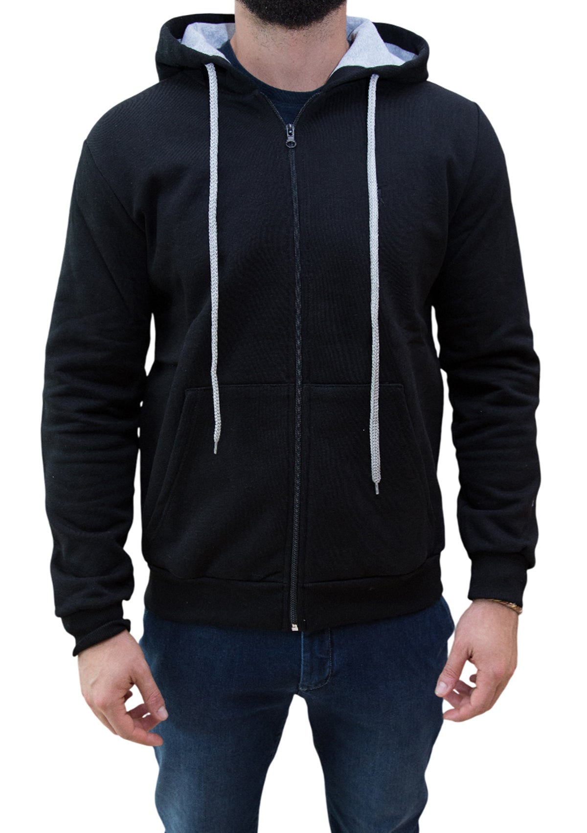 MARK MIDOR FELPA COTONE FULL ZIP E CAPPUCCIO COLORE NERO