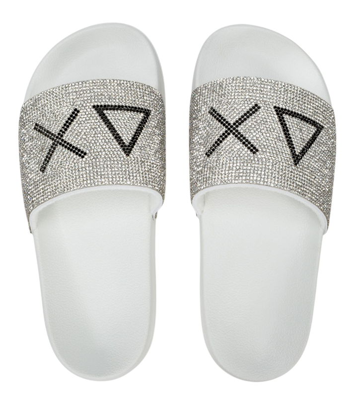 SUN68 DONNA CIABATTE CON STRASS BIANCO