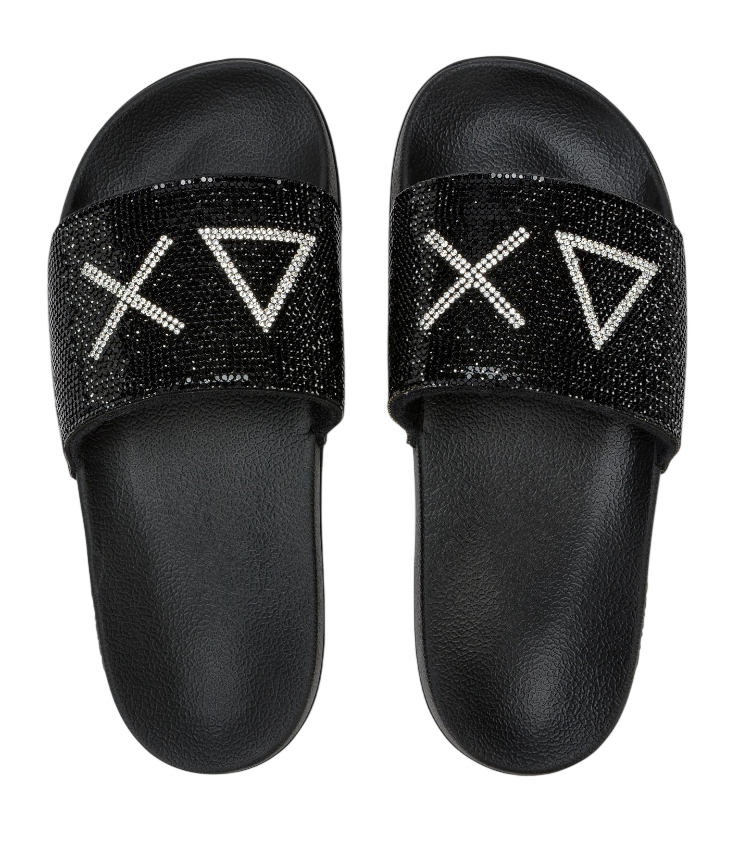 SUN68 DONNA CIABATTE CON STRASS NERO