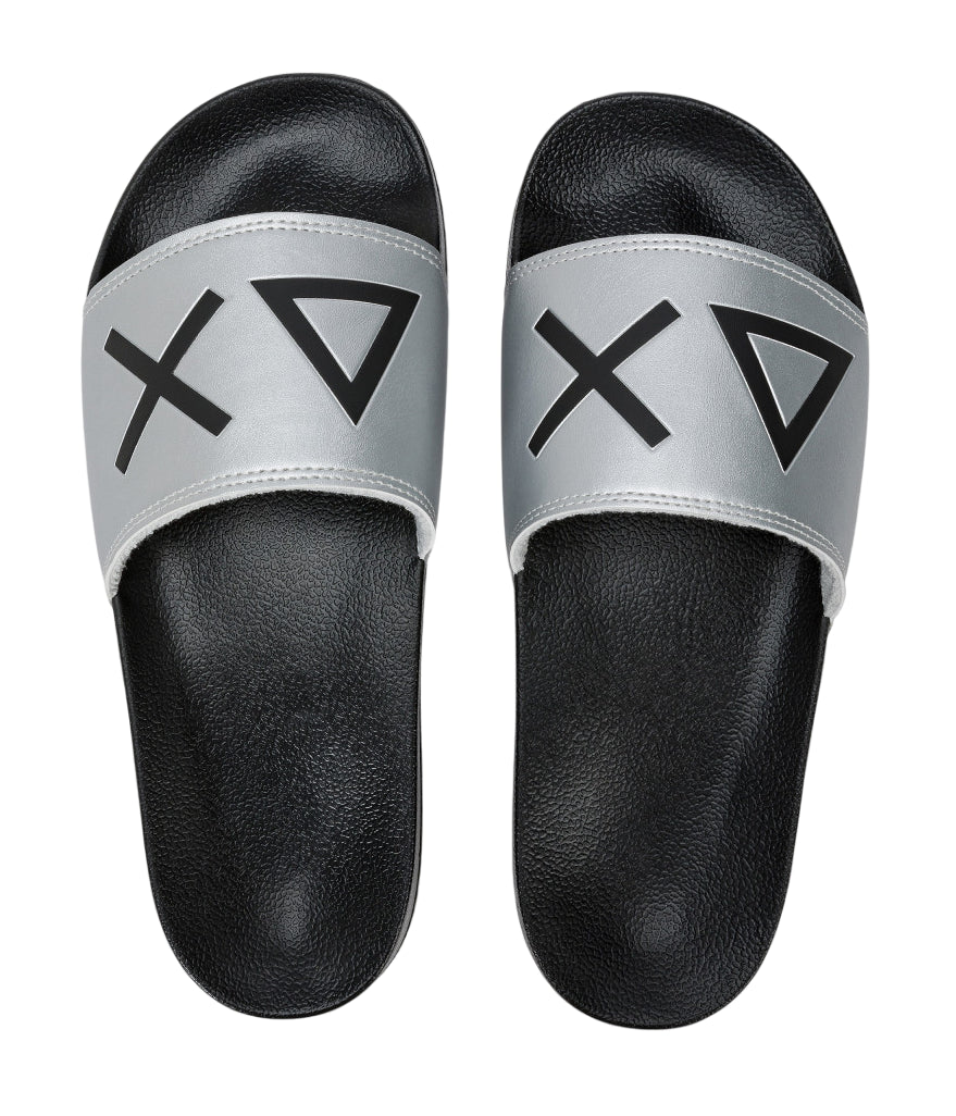 SUN68 SLIPPERS LOGO NERO ARGENTO