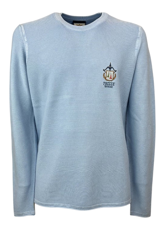 AERONAUTICA MILITARE MAGLIA GIROCOLLO IN FILO DI COTONE ICE BLUE