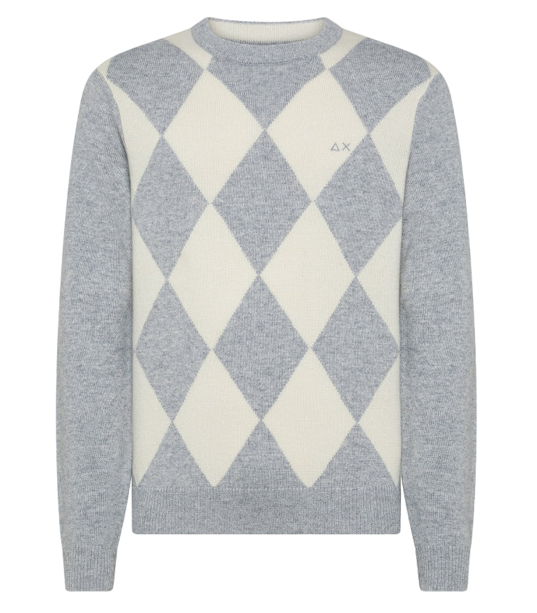 SUN68 MAGLIA ROUND ARGYLE WARM GRIGIO MEDIO