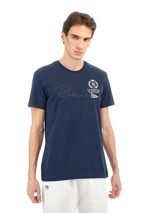 LA MARTINA T-SHIRT ALGERNON IN COTONE JERSEY REGULAR FIT BLU