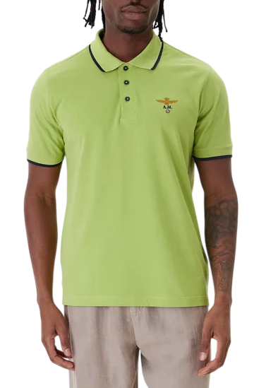 AERONAUTICA MILITARE POLO IN PIQUE' DI COTONE CON LOGO GARDEN GREEN