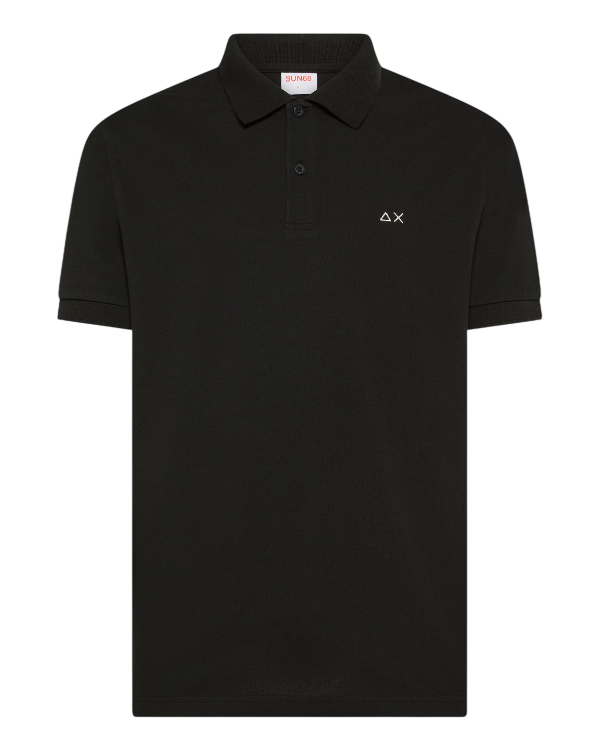 SUN68 UOMO POLO CON STAMPA PAISLEY IN COTONE NERO