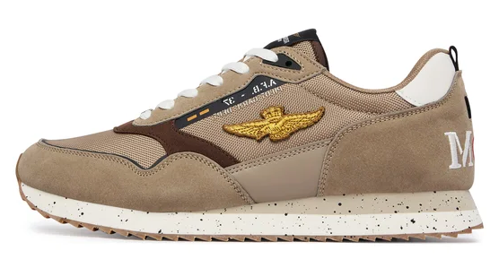 AERONATICA MILITARE SNEAKERS CON PATCH AM E AQUILA COLORE SABBIA