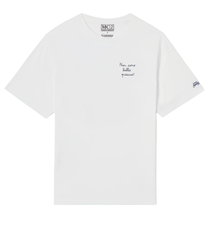 MC2 SAINT BARTH T-SHIRT PORTOFINO BIANCA CON RICAMO NON SONO BELLO PIACCIO!