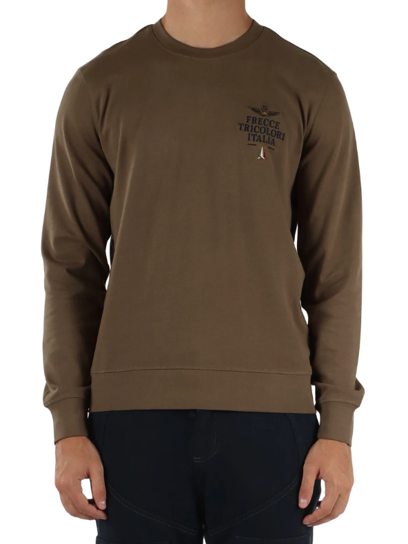 AERONAUTICA MILITARE T-SHIRT REGULAR FIT MANICA LUNGA IN COTONE CAFFELATTE
