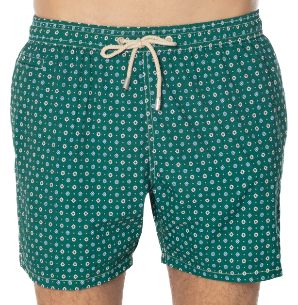 MC2 SAINT BARTH BOXER MARE MEDIA LUNGHEZZA FLOWER TIE VERDE
