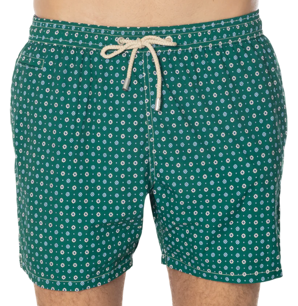 MC2 SAINT BARTH BOXER MARE MEDIA LUNGHEZZA FLOWER TIE VERDE